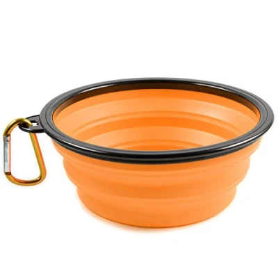 Afbeelding van PhoneNatic Opvouwbare siliconen hondenbak in oranje, reisbak voor honden en katten met karabijnhaak, XL, 1000 ml