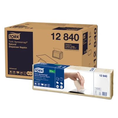 Afbeelding van Tork Xpressnap Dispenserservet 21,3x33cm 1 laags 1/4 vouw Natural 12840