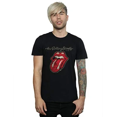 Afbeelding van Rolling Stones T shirt # L Zwart uniseks Gepleisterde tong