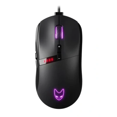 Afbeelding van Oversteel Invar USB Gaming Mouse, 12400 DPI instelbaar, 9 programmeerbare knoppen, 10 RGB verlichtingsmodi, ultra lichtgewicht, ergonomische optische sensor, PC/Mac, zwarte kleur