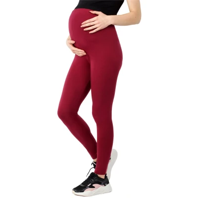 Afbeelding van BE Mammy BE20 283 LE Dames Zwangerschapsleggings Lang Katoen Elasthan Yogabroek Wijnrood S