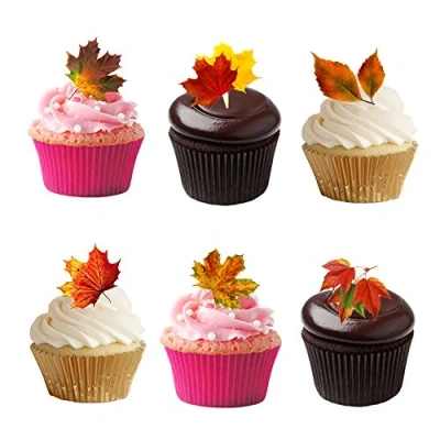 Afbeelding van 27 Stand Up Premium EDIBLE Wafer Papier Herfst Bladeren Cake Toppers Decoraties door Top That