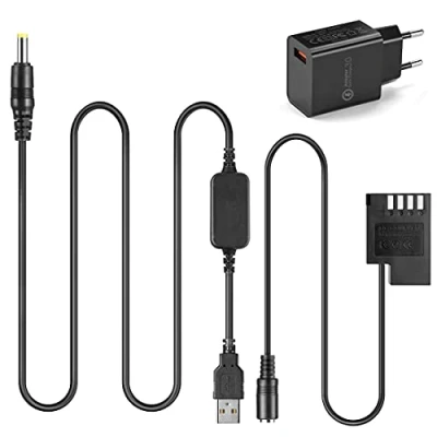 Afbeelding van Mobiele USB oplaadkabel + DMW DCC12 BLF19E BLF19 batterij Factice volledig gedecodeerd 5 V 3 A adapter voor Lumix DMC GH3 GH4 GH5