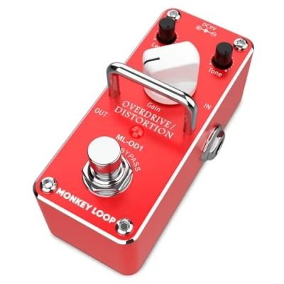 Afbeelding van Monkey Loop ML OD1 Overdrive effectpedaal voor gitaar, nauwkeurige controle van geluid en versterking, signaalkwaliteit met True Bypass, stroomverbruik: 5,7 mA (DC 9 V)