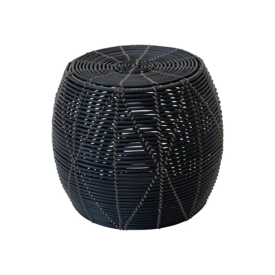 Afbeelding van Poef Birma wicker zwart ø46x40cm