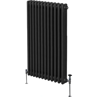 Afbeelding van Traditionele 3 Kolom Radiator 1500 x 562mm Moderne Centrale Verwarmingsverwarmer Zwart Koolstofstaal Verticaal Muurbevestigd Keuken Woonkamer Badkamer Bevestigingskit &amp; Beugels
