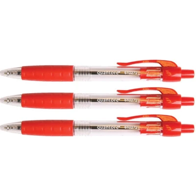 Afbeelding van 12x Balpen Grip drukknop rood medium
