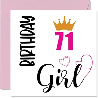 Afbeelding van 71e verjaardagskaart voor vrouwen Verjaardagsmeisje Happy Birthday kaarten 71 jarige vrouw overgrootmoeder oppas stiefmoeder tante, 145 mm x eenenzeventigste verjaardag wenskaarten