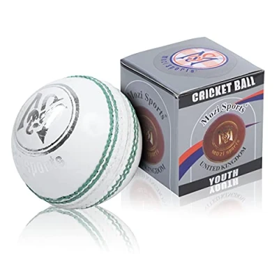 Afbeelding van Mozi Sports® Jeugd Junior Cricket Bal Lederen School Club Ballen Gewicht 135gm (Wit)