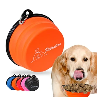 Afbeelding van Hondenbak, opvouwbaar, voor onderweg, het origineel, voederbak honden, ideaal dagelijks gebruik, 2000 ml waterbak, drinkbak de hond, reisbak, voerbak, kom, ml, oranje
