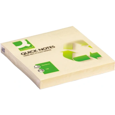 Afbeelding van Q connect Quick Notes Recycled, Ft 76 X Mm, 100 Vel, Geel Memoblok