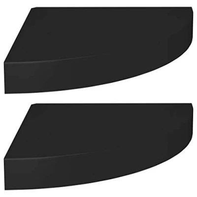 Afbeelding van vidaXL Hoekschappen zwevend 2 st 25x25x3,8 cm MDF zwart