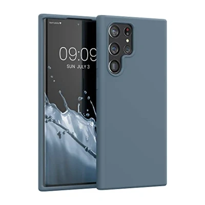 Afbeelding van kwmobile telefoonhoesje geschikt voor Samsung Galaxy S22 Ultra Hoesje met siliconen coating Smartphone case in leisteen