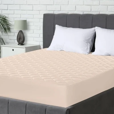 Afbeelding van Utopia Bedding Gewatteerde Ingerichte Matrasbeschermer 140x200cm, Matrashoezen met diepe zakken tot 30 cm, superzachte Matrasdekken rondom elastiek heeft, niet waterdicht (Beige)