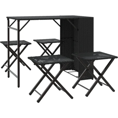Afbeelding van vidaXL 5 delige Tuinset inklapbaar poly rattan zwart