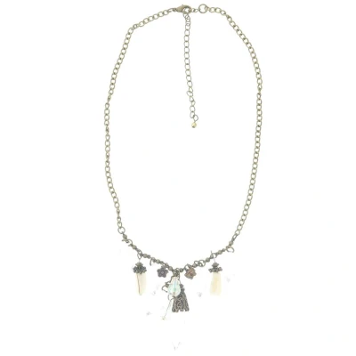 Afbeelding van Behave Ketting vintage goud kleur met transparante hangers 41 cm