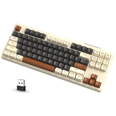 Afbeelding van ATTACK SHARK FREEWOLF M87 80% Draadloos Gamingtoetsenbord, 87 Toetsen TKL RGB Mechanisch Gevoel SA PBT Toetsenbord Bluetooth /2,4 Ghz Dubbele modus, 4000 mAh batterij voor Mac/Win Koffie