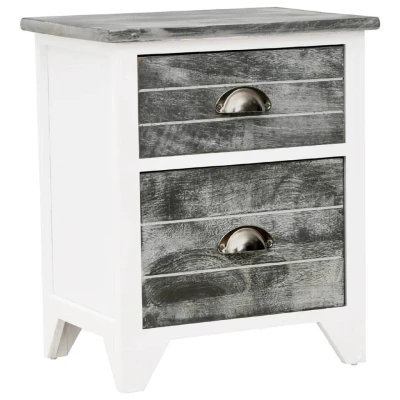 Afbeelding van Nachtkastje 38x28x45 cm paulowniahout grijs en wit