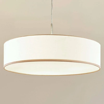 Afbeelding van Lindby Hanglamp 3lichts Stof, metaal H: 12 cm E27 crème, wit, mat nikkel