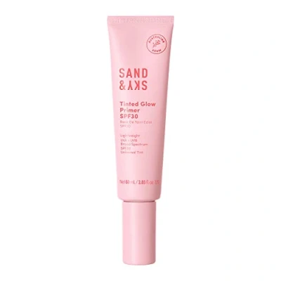 Afbeelding van Sand &amp; Sky Tinted Glow primer SPF 30 Sunscreen Hydraterende make up gemaakt in Australië met breedspectrum zonnebescherming Vermindert pigmentverkleuring en minimaliseert ruwheid
