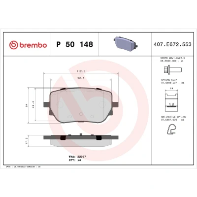 Afbeelding van Brembo Remblokset P 50 148