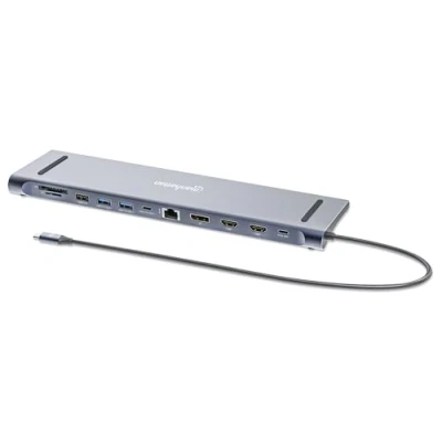 Afbeelding van Manhattan 190305 (USB C, 12 Havens), Docking station + USB hub, Zilver