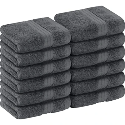Afbeelding van Utopia Towels 12 Set Premium Washandjes (30 x 30 CM) 100% Ringgesponnen Katoen, Zeer Absorberend en Zacht Aanvoelende voor Badkamer, Spa, Sportschool Gezicht (Grijs)