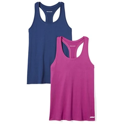 Afbeelding van Amazon Essentials 2 pack Tech Stretch Racerback Tank Top T Shirt, Navy/Orchidee, L