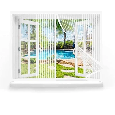 Afbeelding van Horren voor raam 140 x 150 cm, Heavy Duty Bug Mesh Gordijn, Duurzaam Transparant airconditioning kamer/keukenraam, Wit