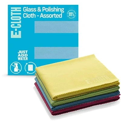 Afbeelding van E Cloth 4 pack glas en polijstdoek, duurzame microvezelreinigingsdoekset, perfecte reiniger voor glas, ramen spiegels, wasbaar herbruikbaar, 100 wasbelofte, verschillende kleuren