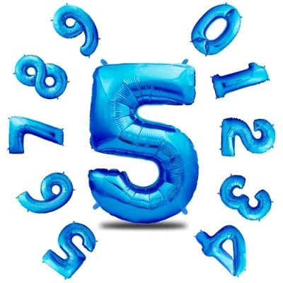 Afbeelding van envami Ballon Verjaardag XXL Blauw 5 Giant Folieballon in 40&quot; 101cm Decoratie Nummer voor Vliegt met Helium