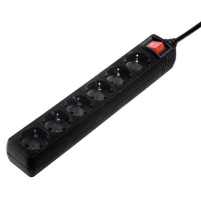 Afbeelding van Hama stekkerdoos 6 voudig (meervoudige met 3 m kabel, incl. tuimelschakelaar, verhoogde aanraakbeveiliging, sleuven 45 graden gedraaid, stekkerlijst GS getest, max. 3500 W) zwart