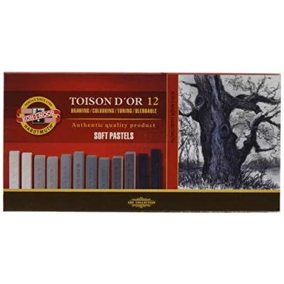 Afbeelding van KOH I NOOR TOISON D&#039;OR 8592 Zachte pastelkrijtjes voor kunstenaars in grijstinten (12 stuks)