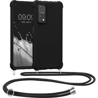 Afbeelding van kwmobile telefoonhoesjegeschikt voor Xiaomi Mi 10T / Pro Hoesje van siliconen met telefoonkoord In zwart