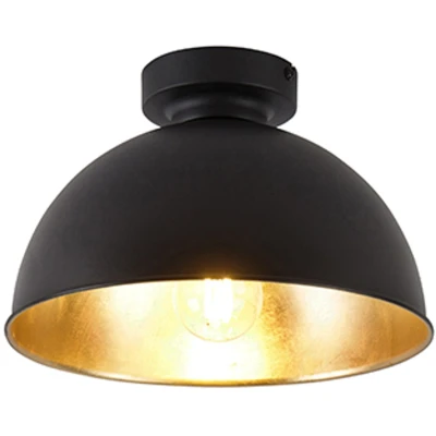 Afbeelding van QAZQA Industriële plafondlamp zwart met goud 28 cm Magnax