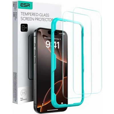 Afbeelding van ESR Screen Protector Geschikt voor Apple iPhone 16 Pro Max Tempered Glass met Montageframe Krasbestendig Gemakkelijke Installatie (2 Pack)