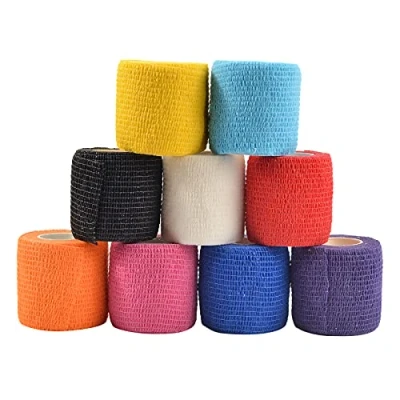 Afbeelding van 9 rollen zelfklevend bandage, zacht en comfortabel, atletisch elastisch samenhangend verband voor sportletsel handen, voeten, knieën, armen, 5 cm x 4,5 m (multicolor)