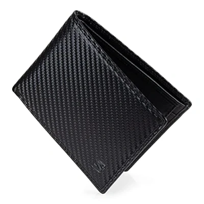 Afbeelding van SERASAR Lederen Portemonnee voor Heren met RFID Bescherming Zwart Carbonleer 12 Kaartsleuven Exclusieve Geschenkdoos Geweldig Cadeau Idee Leather Wallet for Men Leren Tasje Mannen
