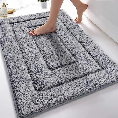 Afbeelding van DUNSOO badmat, antislip, wasbaar, zachte waterabsorberend, microvezel, badmat voor douche, bad en toilet, grijs