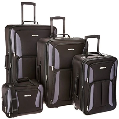 Afbeelding van Rockland Jungle Softside Rechtopstaande Bagage Set, Zwart/Grijs, Eén maat, Reis Bagageset