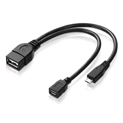 Afbeelding van adaptare 40228 USB OTG adapterkabel micro 2.0 stekker aansluiting type A + stroomaansluiting voor externe harde schijf en andere apparaten