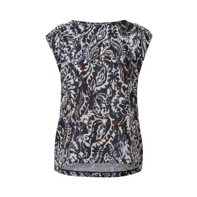 Afbeelding van Street One Studio Gemustertes MIT Raffung Blouse, Dames, Maat: 34, Blau
