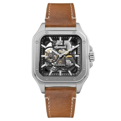 Afbeelding van Ingersoll Automatik Ollie Horloge Braun und silberfarben, Heren, Maat: One Size, silberfarben