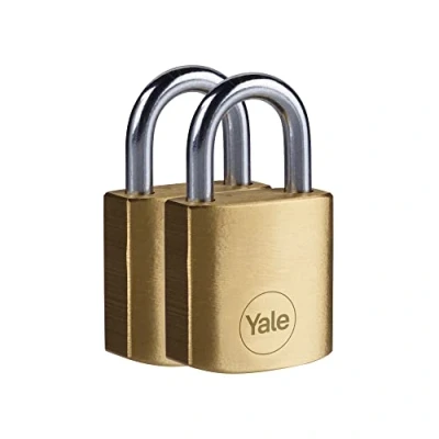 Afbeelding van Yale Y110B/25/113/2 2 stuks messing hangsloten (25 mm) binnensloten voor kluisje, rugzak, gereedschapskist met klem standaard beveiliging multipack