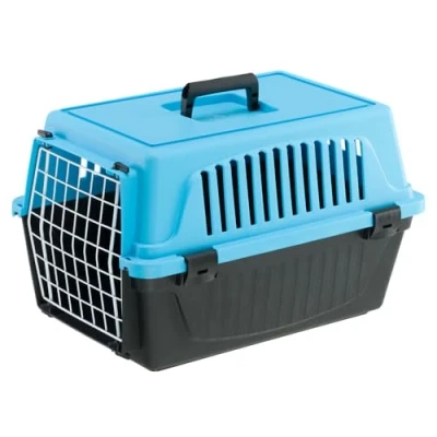 Afbeelding van Ferplast Transportbox, Hondenbox voor kleine Honden en Katten tot 5 kg, Gelamineerde ijzeren deur, Ventilatiesleuven, 32,5 x 48 h 29 cm, ATLAS 10 EL Transportbox huisdieren, Lichtblauw