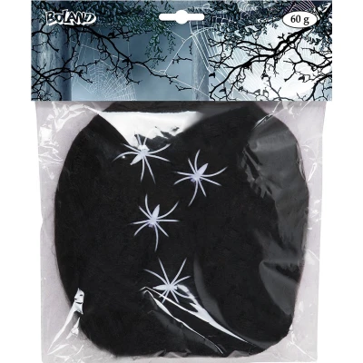 Afbeelding van Boland Decoratie spinnenweb/spinrag met spinnen 60 gram zwart Halloween/horror versiering Feestdecoratievoorwerp