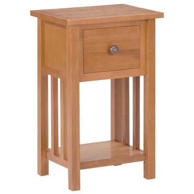 Afbeelding van Bijzettafel met lade 35x27x55 cm massief eikenhout