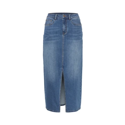 Afbeelding van Kaffe Sinem HW Kokerrok, Dames, Maat: 34, Medium blue denim