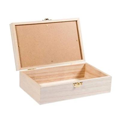 Afbeelding van Rayher houten kist met schuddeksel, 20x12,5x6,5cm, om vorm te geven en decoreren, sluiting deksel kijkvenster, hout, FSC 100%, 62945505, naturel