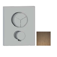 Afbeelding van SB Push Square Inbouw thermostaatkraan met drukknop 3 weg omsteller en volumeregelaar PVD koper 1208955136